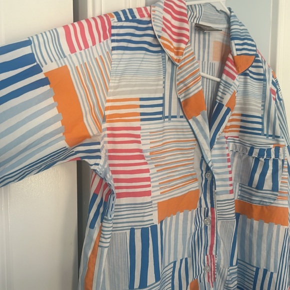 Annie Selke pine cone hill Dash & Albert collection small sleep shirt stripes - Picture 6 of 10